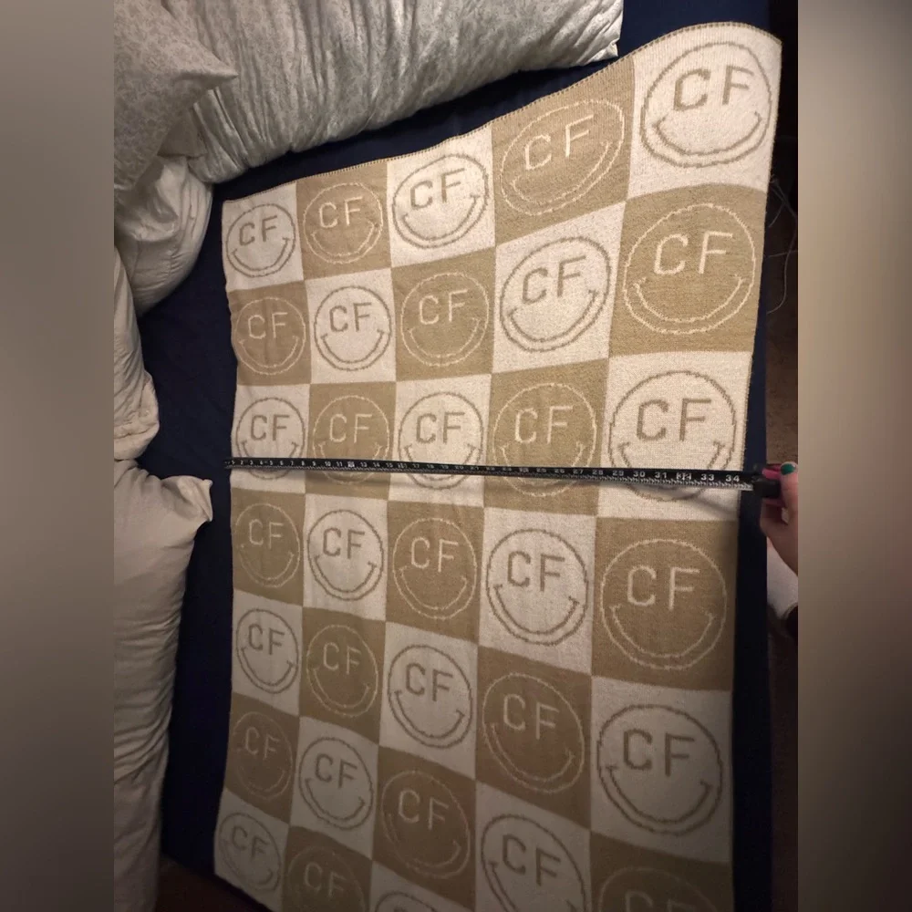 All Smiles Custom Blanket Throw Beige Checkered CF Pattern